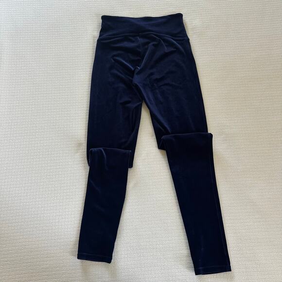 Spanx Womens Rich Navy Velvet Leggings Velour Holiday Party Stretch Size Medium - Picture 6 of 9